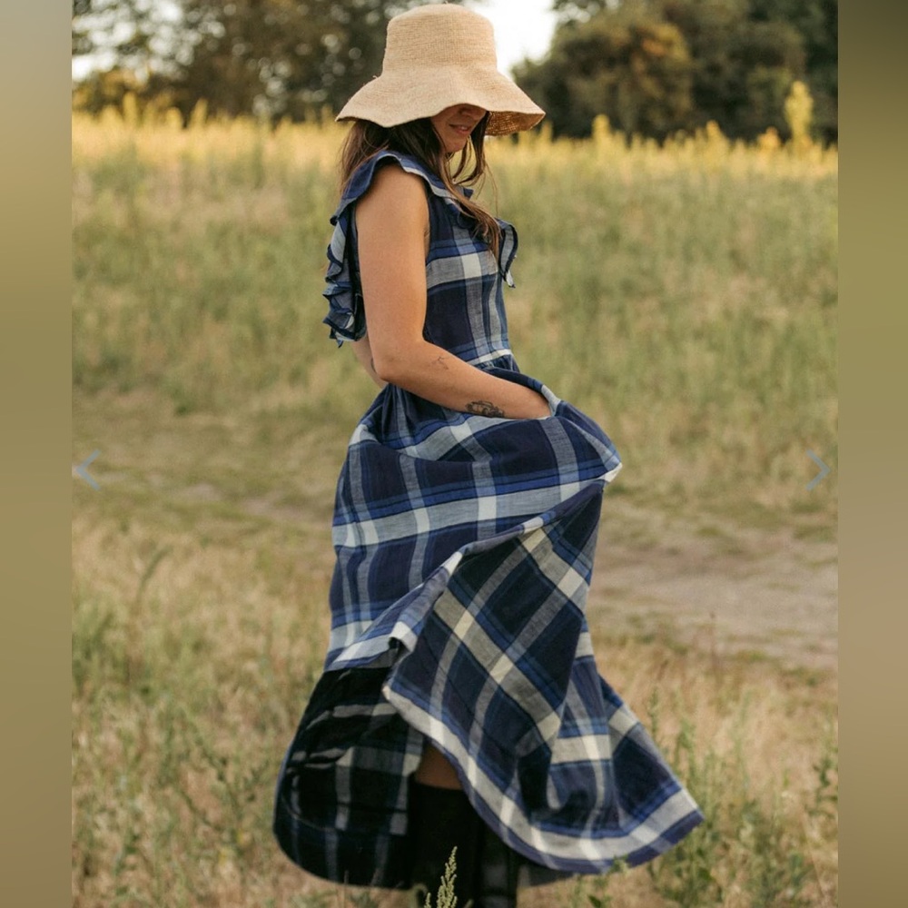 Harly Jae Celeste Blue Plaid Maxi Dress